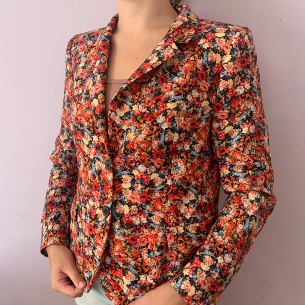 ZARA woman lightweight floral blazer size small - Picture 5 of 7
